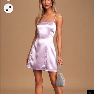 Lulus Satin Start the Party Lavender Sleeveless Mini Dress